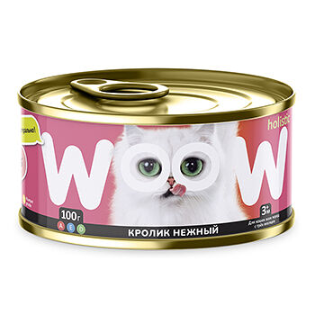Корм влажный для кошек Woow holistic кролик нежный 100г, Россия