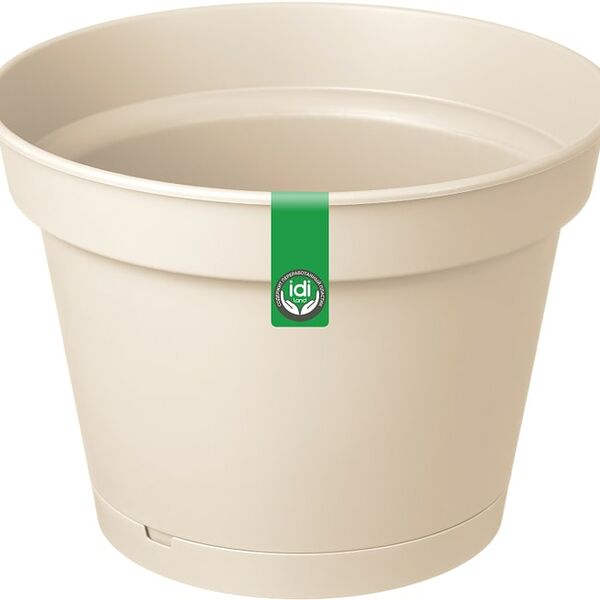 Горшок для цветов IdiLand Mint с поддоном светло-бежевый d-380мм 20л