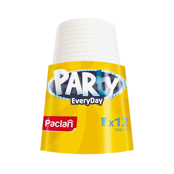 Стакан Paclan Party пластиковый белый 200 мл 12 шт