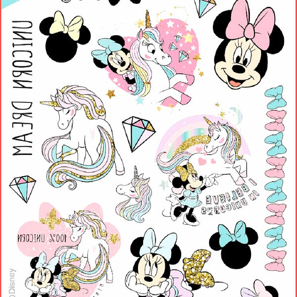 Наклейки-тату Приор Групп Минни Маус и Единор АКС-1001 110*200см