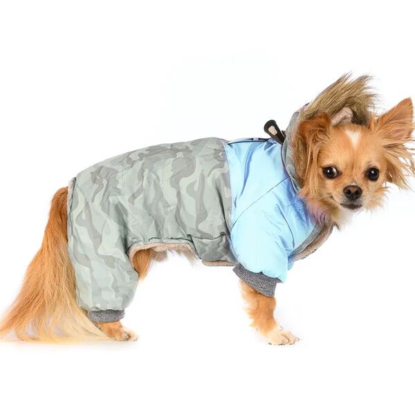 Комбинезон с капюшоном для собак S голубой (унисекс)