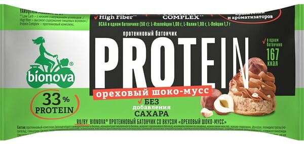 Батончик Bionova Протеиновый Ореховый шоко-мусс 50г