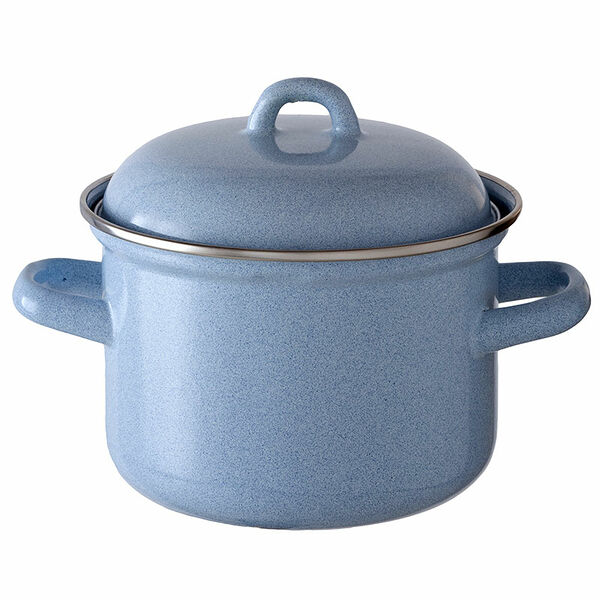 Кастрюля Лзэп эмалированная без деколи голубая