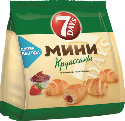 Круассаны 7DAYS Мини с клубничной начинкой, 300г