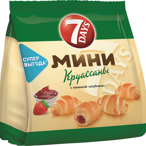 Круассан 7DAYS Mini с клубничным джемом, 300 г