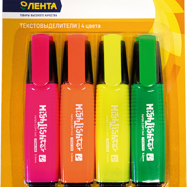 Набор текстовыделителей ЛЕНТА 4 цвета, 4шт
