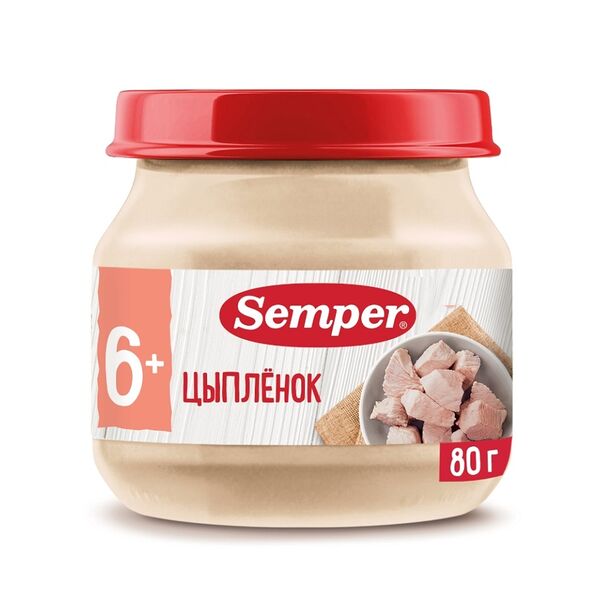Пюре Semper цыпленок 6 месяцев 80г