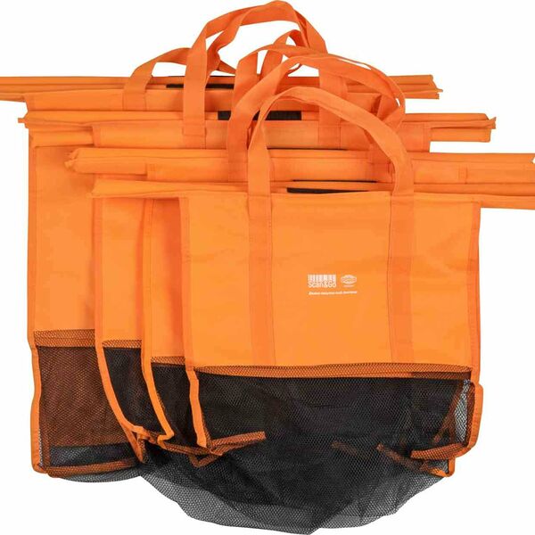 Набор сумок для покупок Globus Scan&Go с сеткой цвет: оранжевый/чёрный, 15 кг, 4 шт.
