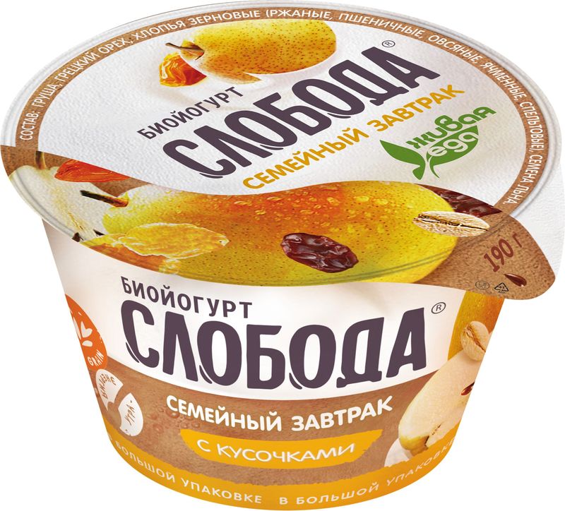 

Биойогурт Слобода груша-злаки-семена льна 5 % 190 г