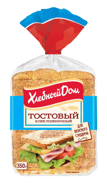 Хлеб пшеничный тостовый, нарезка ТМ Хлебный Дом, 350г