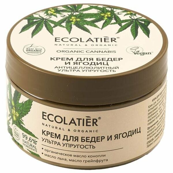 Крем для бедер и ягодиц Ecolatier ECL GREEN ORGANIC CANNABIS Антицеллюлитный Ультра упругость 250 мл