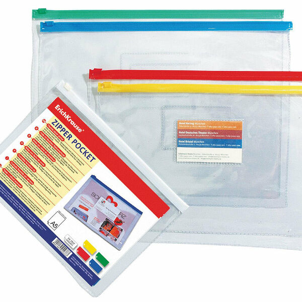 Папка на гибкой молнии А4 ТМ Erich Krause (Эрих Краузе) 1шт., в ассортименте