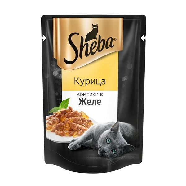 Корм влажный Sheba для взрослых кошек курица в желе