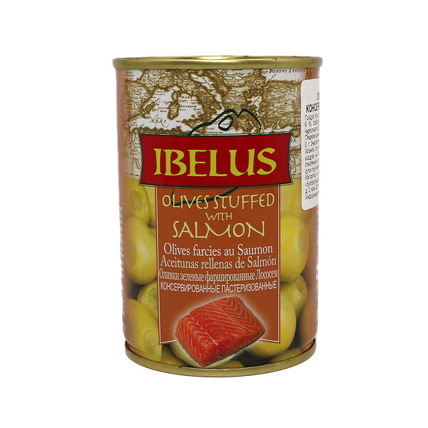 Оливки зеленые фаршир лососем 280г IBELUS