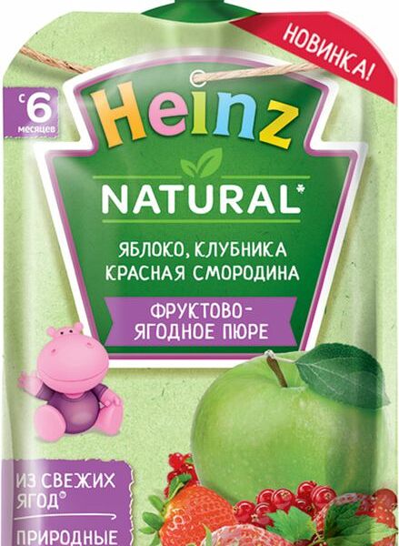 Пюре Heinz Яблоко, клубника, красная смородина с 6 мес. 90г