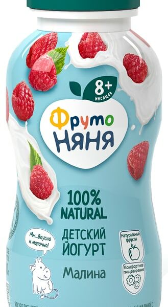 Йогурт ФрутоНяня малина с 8 месяцев 2.5%, 200мл
