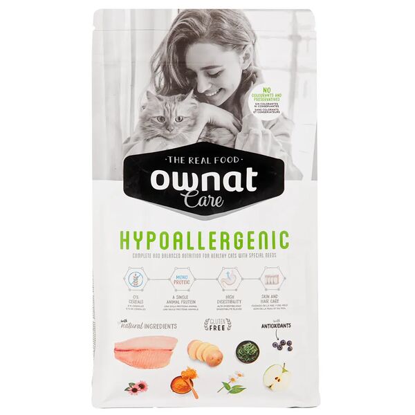 CARE HYPOALLERGENIC Корм Ownat для взрослых кошек с рыбой гипоаллергенный