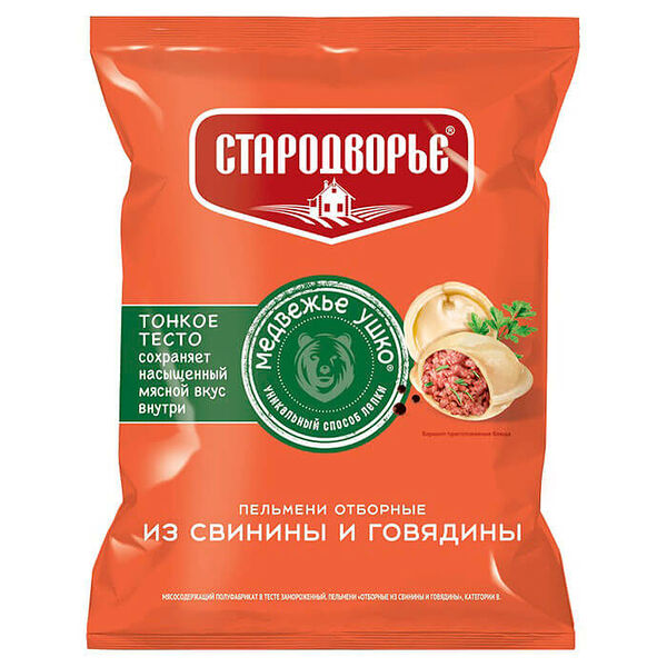 Пельмени стародворье 430г для варки из свинины и говядины