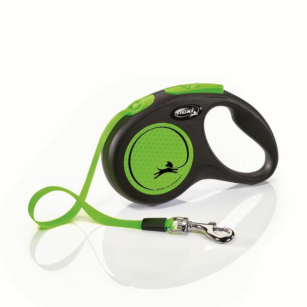Рулетка для собак Flexi NEON S ремень до 15 кг  5 м, зеленая