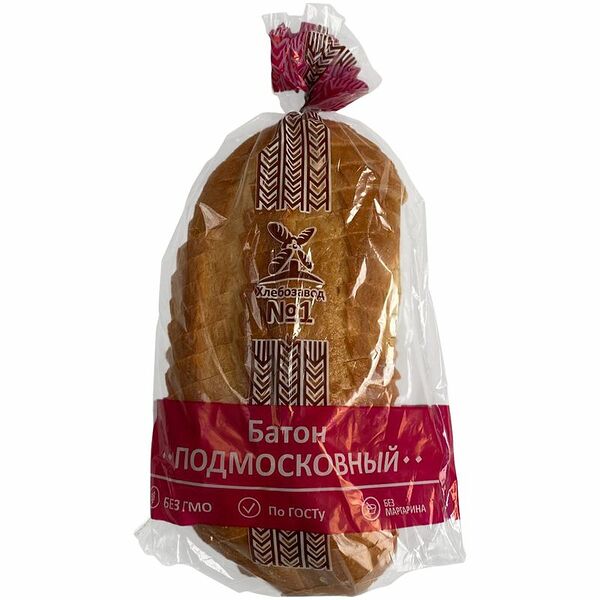 Батон ХЛЕБОЗАВОД №1 Подмосковный, в нарезке