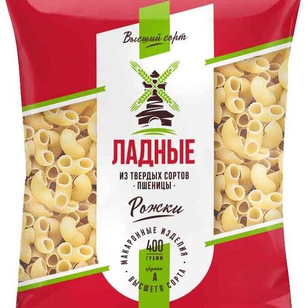 Макароны Ладные рожки, 400г