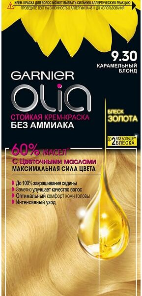 Крем-краска для волос Garnier Olia с цветочными маслами 9.30 Карамельный блонд 112мл