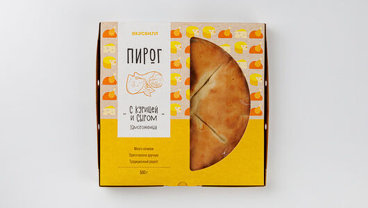 Пирог ВкусВилл с курицей с сыром, замороженный
