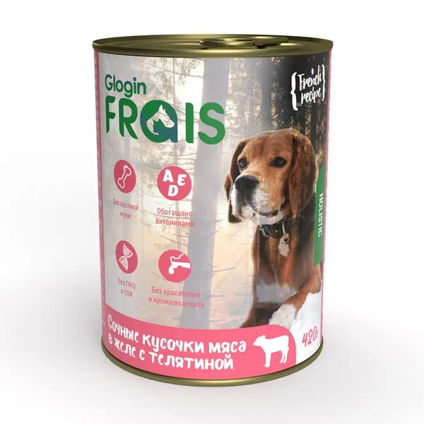 FRAIS HOLISTIC 420гр Корм для собак мясные кусочки с телятиной в желе