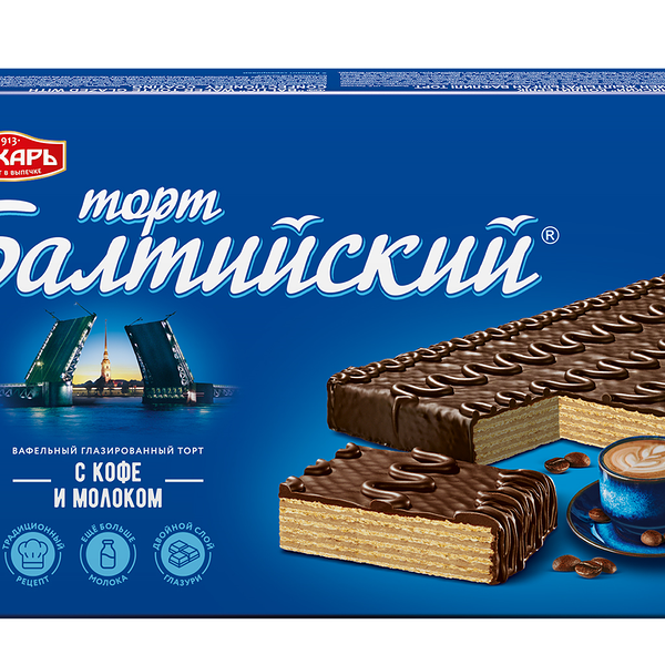Торт вафельный Пекарь глазированный Балтийский 320 г