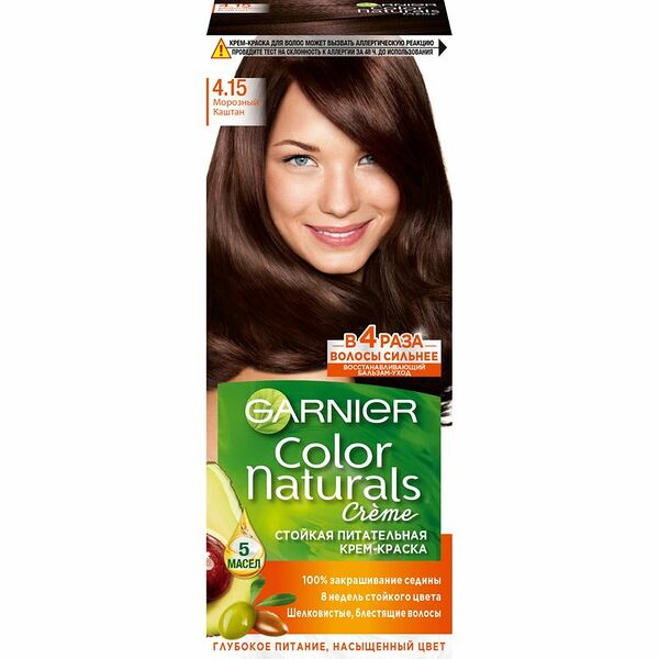 Garnier Стойкая питательная крем-краска для волос Color Naturals оттенок 4.15 Морозный каштан, 110 мл