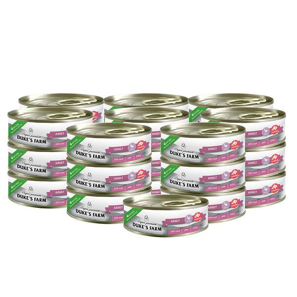 Корм для кошек DUKE'S FARM из утки с брусникой и шпинатом 100г (упаковка - 24 шт)
