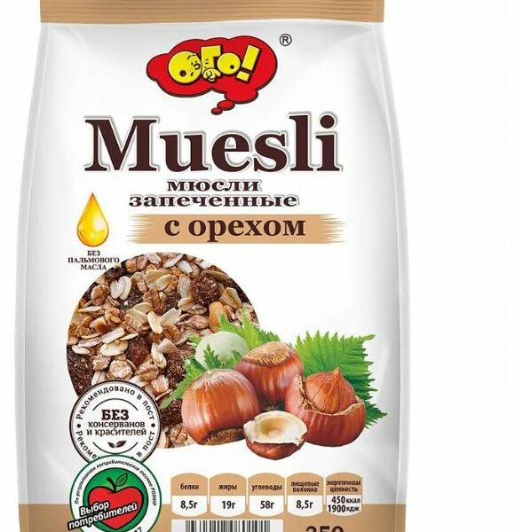 Мюсли запечённые Ого! с орехом