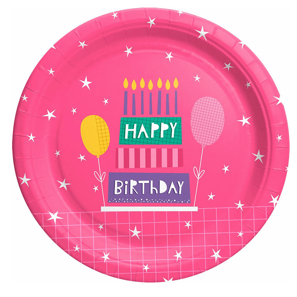 Тарелки картонные Пакетико Happy Birthday 23см