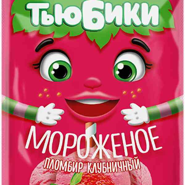 Мороженое пломбир Тьюбики Клубничный