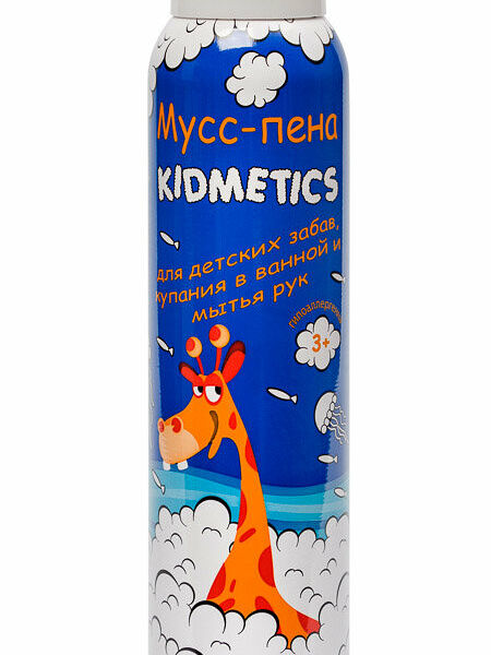 KIDMETICS Мусс-пена для детских забав купания в ванной и мытья рук голубая дет., 200 мл