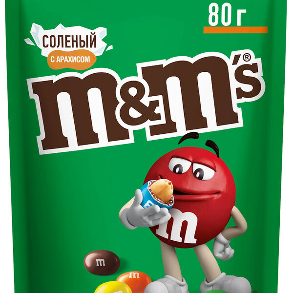 Конфеты M&M's драже с арахисом, солью и молочным шоколадом, 80г