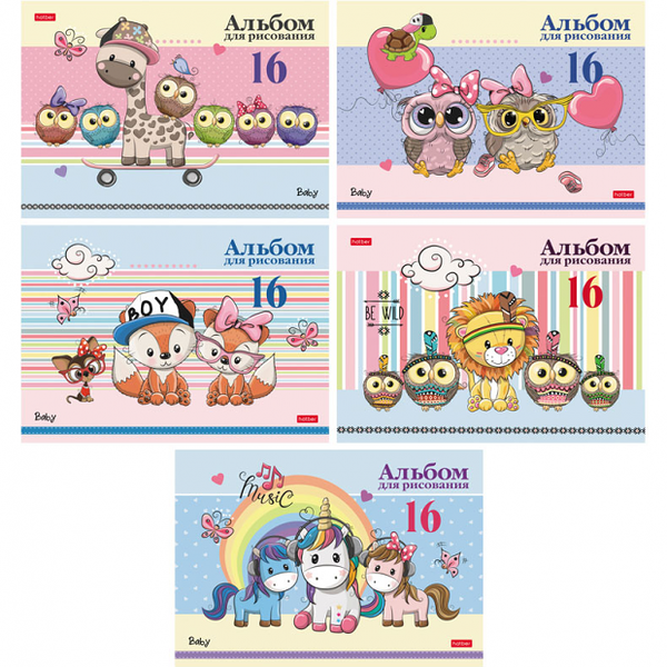 Альбом для рисования 16л а4ф на скобе серия-мультяшки