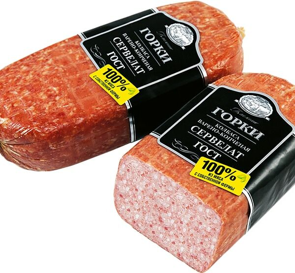 Колбаса Ближние горки Сервелат варено-копченый 500г