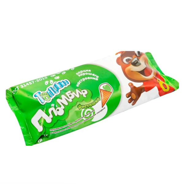 Мороженое Топтыжка пломбир с ароматом фисташки, рожок