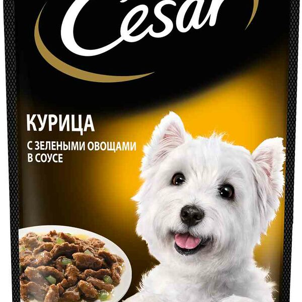 Корм для взрослых собак Cesar Курица с зелёными овощами в соусе