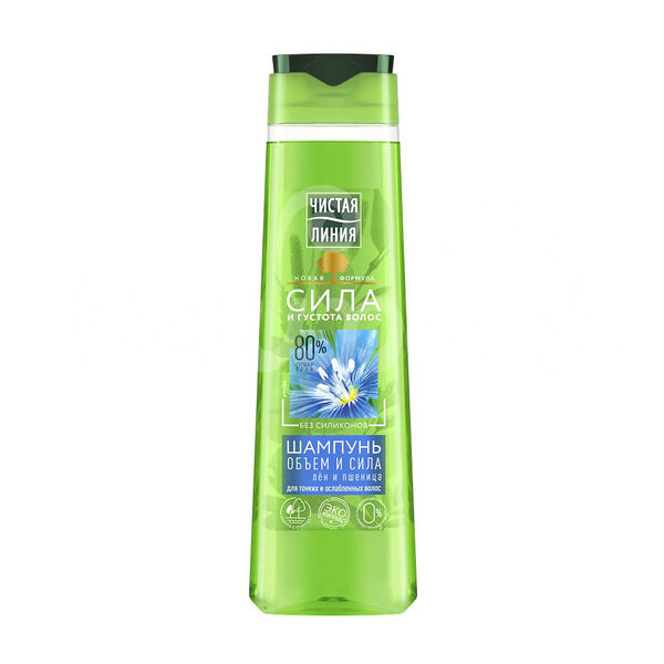 Шампунь Чистая Линия 400мл  Обьем и Сила Пшеница Лен