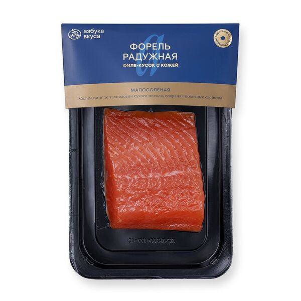 Форель радужная «Азбука вкуса» филе-кусок с кожей малосоленая вес до 220 г