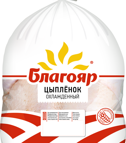 Тушка цыпленка-бройлера БЛАГОЯР охл. пакет вес до 2.3 кг