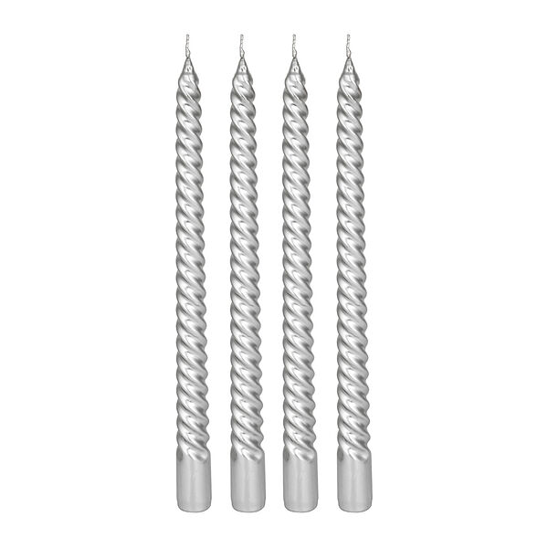 Ladecor набор витых свечей, 4 шт, 25 см, цвет серебро