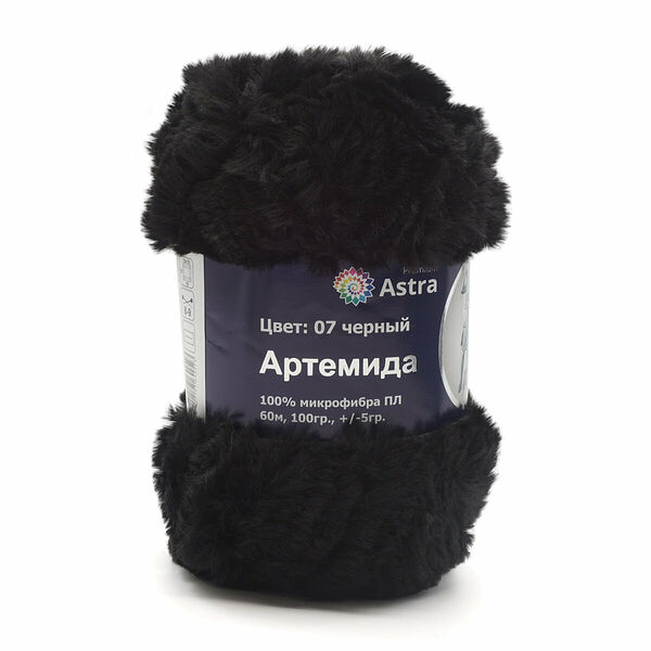 Пряжа Astra Premium 'Артемида' 100гр. 60м (100% микрофибра ПЛ)(07 черный),шт