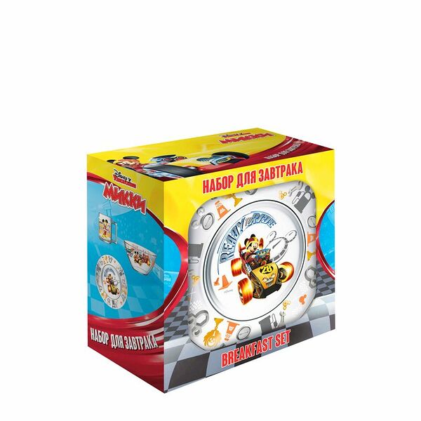 Набор для завтрака Микки гонщик кружка, 250мл + тарелка, 19.6см + салатник, 12.7см