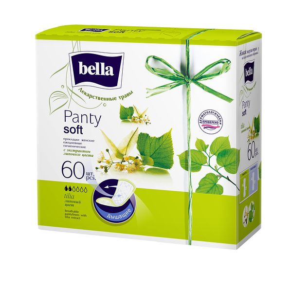 Прокладки ежедневные Bella Panty Soft с экстрактом липового цвета, 60 шт.
