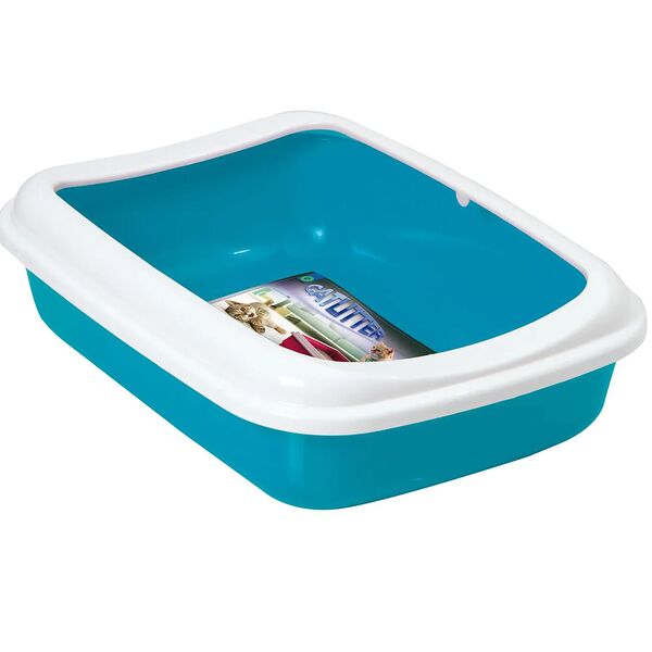 Туалет для кошек с бортиком 38х28х10,5см синий