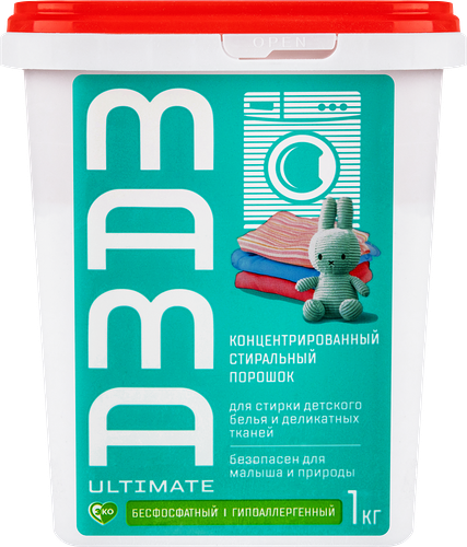 Стиральный порошок для детской одежды и деликатных тканей MAMA ULTIMATE Ecobaby Delicate концентрированный, 1кг