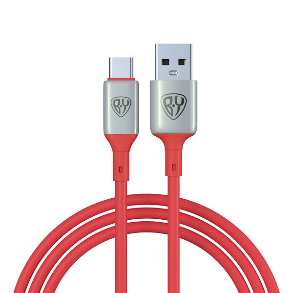 By кабель для зарядки space cable pro type-c, 1м, быстрая зарядка qc3.0, штекер металл, красный